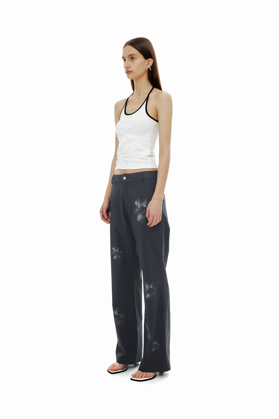 ★CERRIC★FLOWER BRUSH COTTON PANTS★590_591★韓国★大人気★ MUSINSA | CERRIC FLOWER BRUSH COTTON PANTS / CHARCOAL