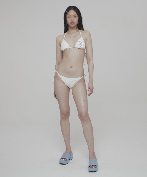 C LOGO RHINESTONE BIKINI_WHITE