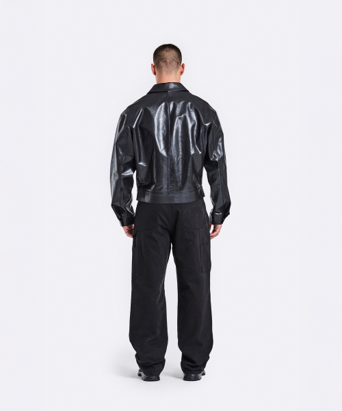 Bulky Leather Jacket - Black