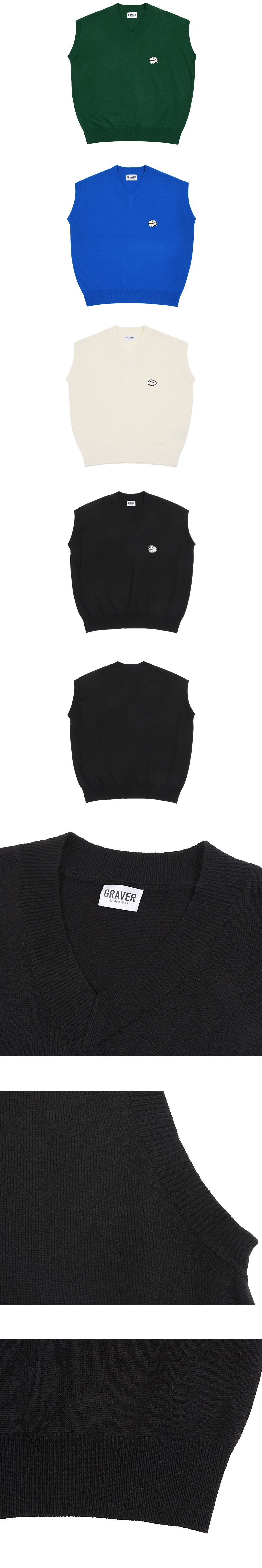 [GRAVER]★CLOUD SMILE EMBROIDERY KNIT VEST MUSINSA | GRAVER [UNISEX] Cloud Smile Embroidery Knit Vest_Green