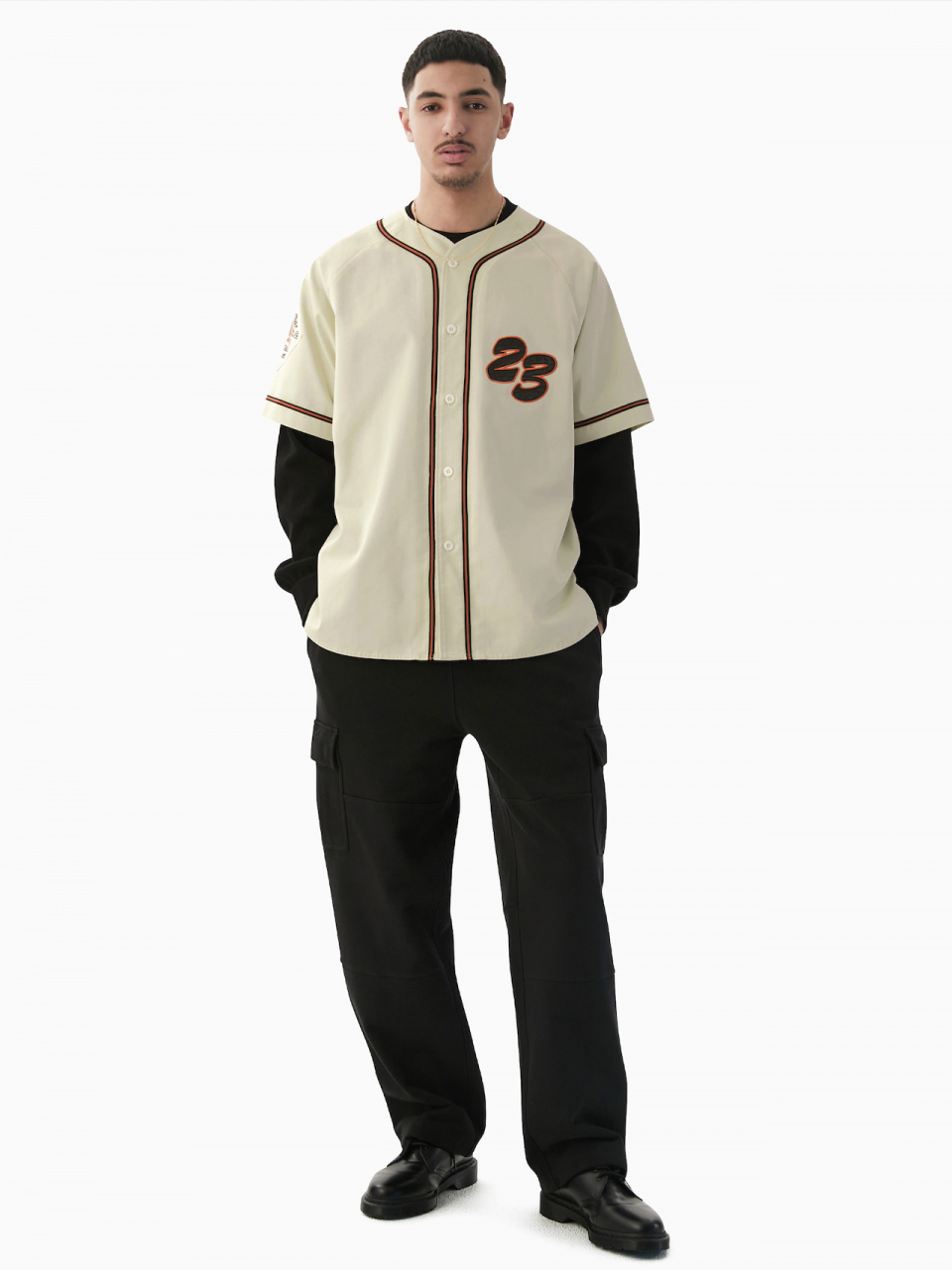 디스이즈네버댓(THISISNEVERTHAT) Script Baseball Jersey Cream