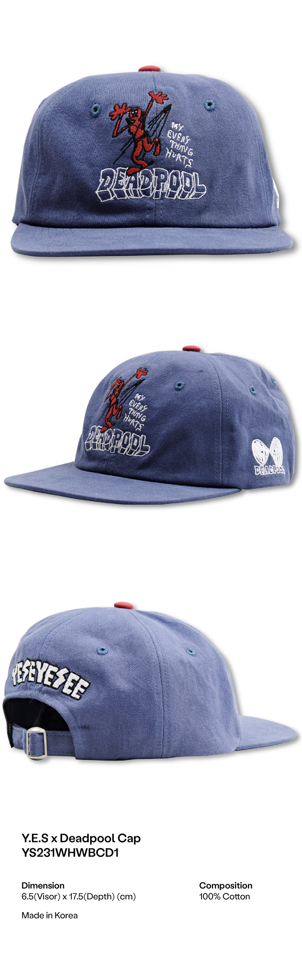 [YESEYESEE]★Y.E.S x Deadpool Cap MUSINSA公式 | YESEYESEE YES x Deadpool Cap Navy