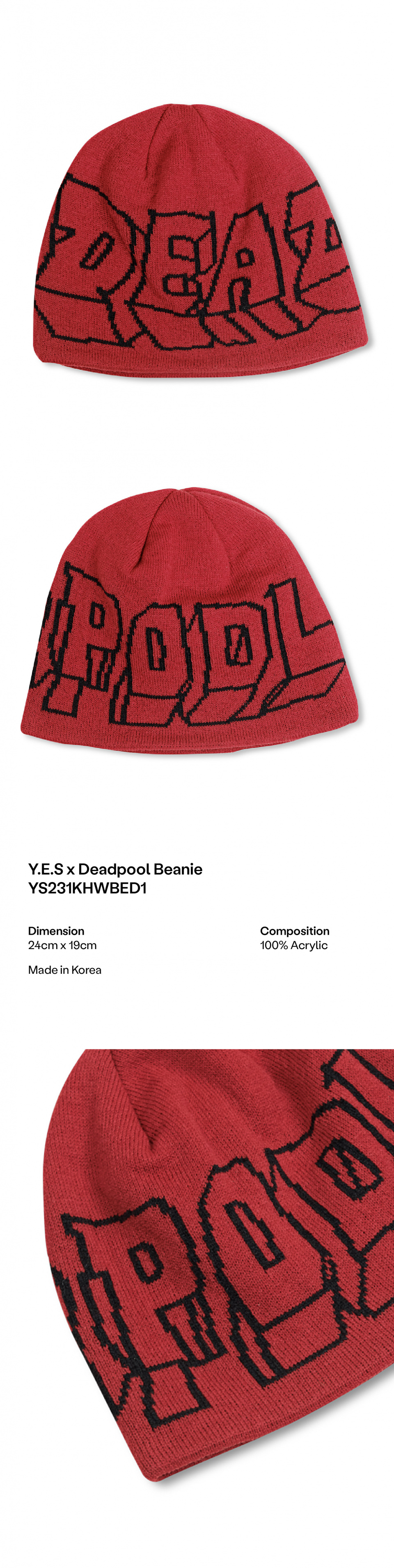 MUSINSA公式 | YESEYESEE YES x Deadpool Beanie Red
