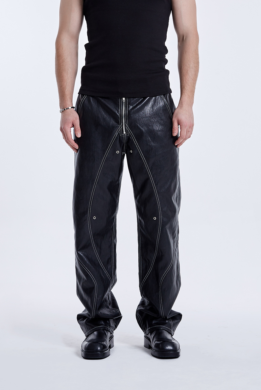 51퍼센트(51PERCENT) TUNNEL LINING TROUSER Leather - Black - 사이즈 & 후기 | 무신사