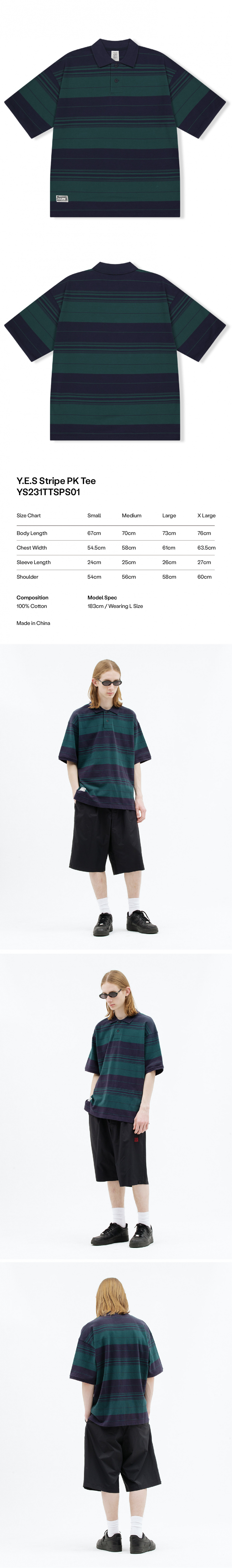 MUSINSA | YESEYESEE YES Stripe PK Tee Navy
