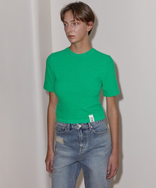 OUTLABEL BOUCLE KNIT TOP - GREEN