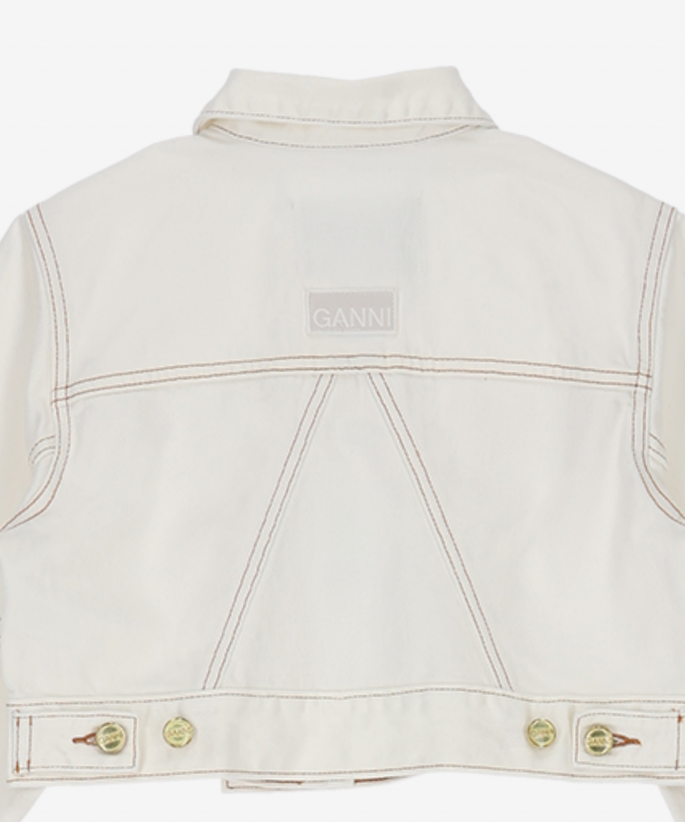 MUSINSA | GANNI Cropped denim trucker jacket - Bright White