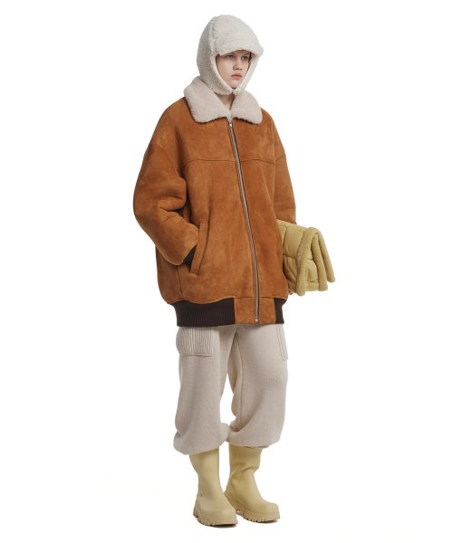 Shearling Bomber Jacket_Brown