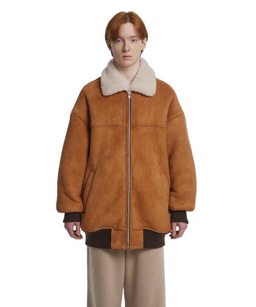 Shearling Bomber Jacket_Brown