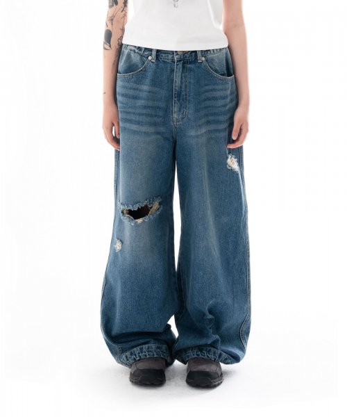Distressed Denim Pants (Blue)
