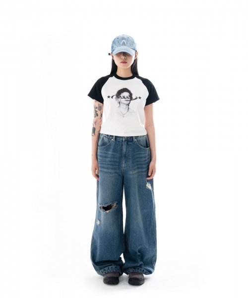 Distressed Denim Pants (Blue)