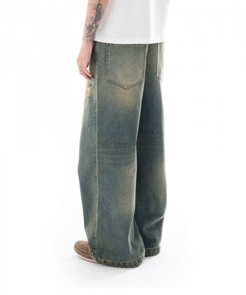 Distressed Denim Pants (Sand Blue)