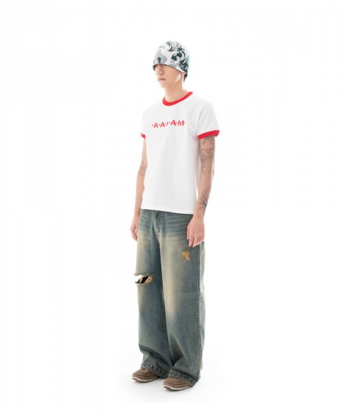 Distressed Denim Pants (Sand Blue)