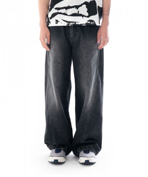 Paneled Denim Pants (Black)