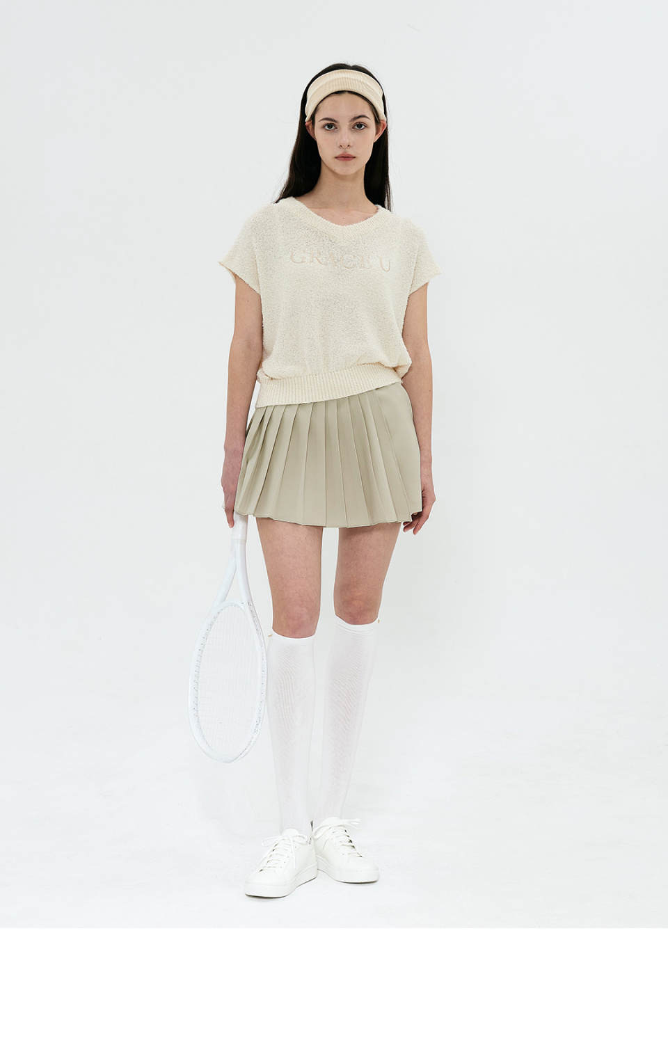 그레이스유(GRACE U) Poppy Knit Vest (Ivory)