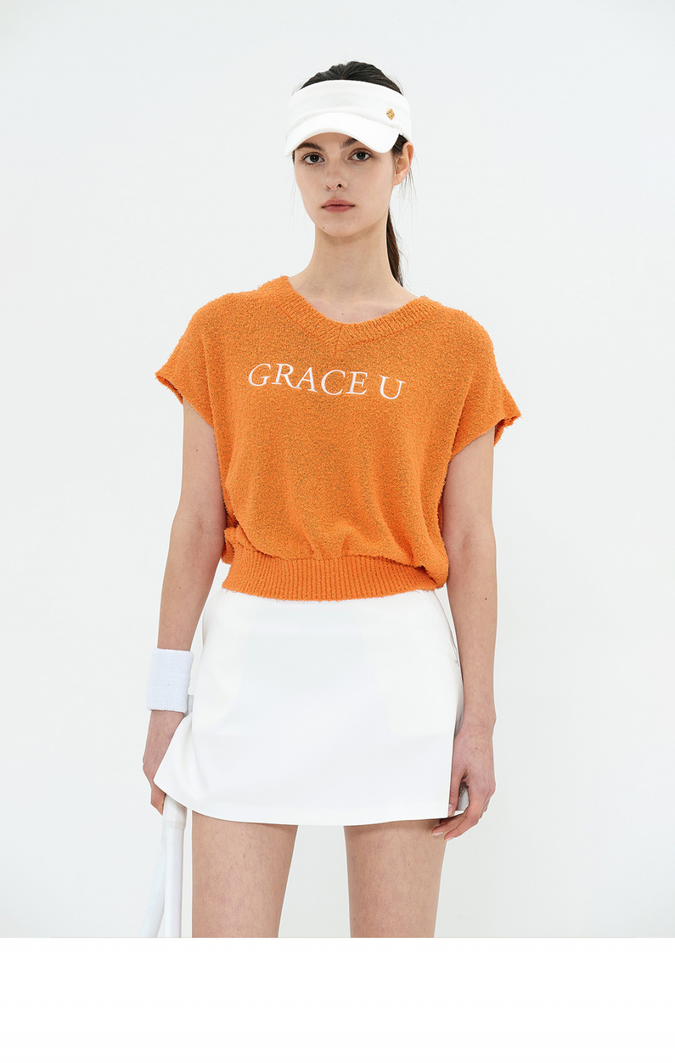 그레이스유(GRACE U) Poppy Knit Vest (Orange)
