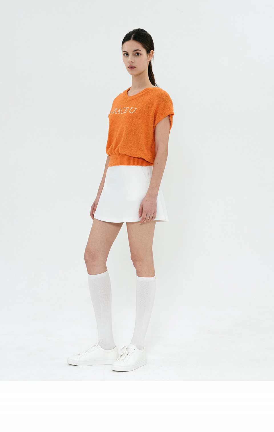 그레이스유(GRACE U) Poppy Knit Vest (Orange)
