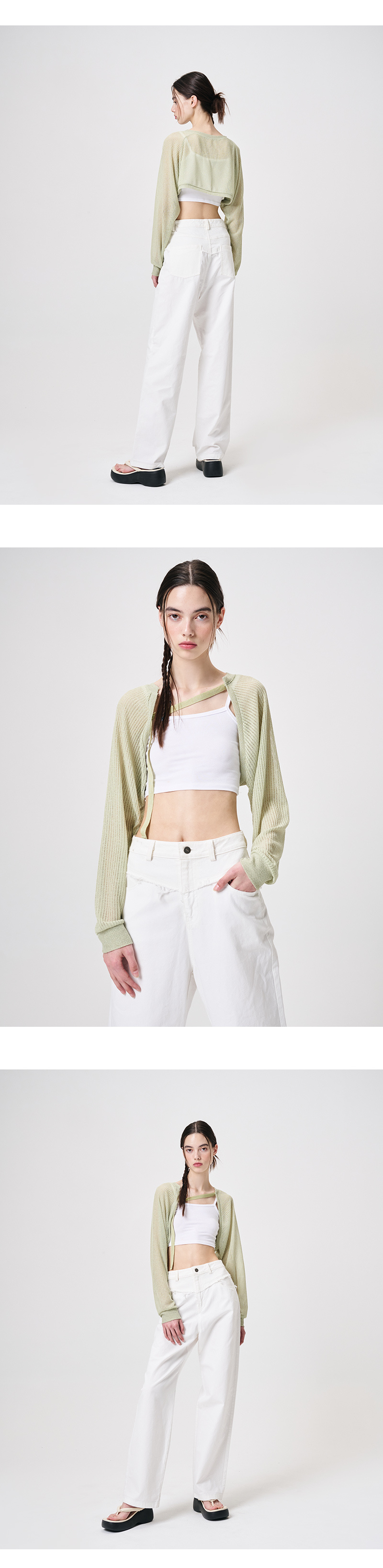 ワンピース ETMON Strap Bolero Cardigan, Light Green MUSINSA | ETMON Strap Bolero Cardigan, Light Green