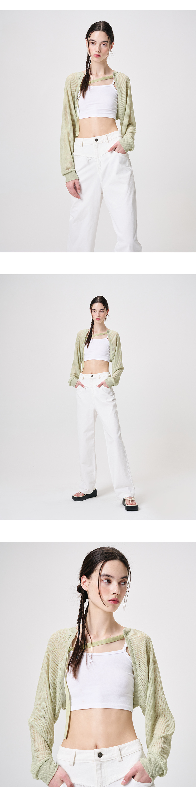 ワンピース ETMON Strap Bolero Cardigan, Light Green MUSINSA | ETMON Strap Bolero Cardigan, Light Green
