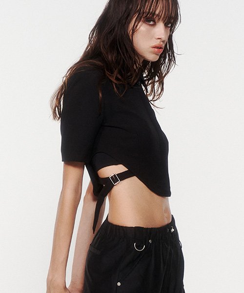 Bustier Belted Crop Jacket (BLACK)