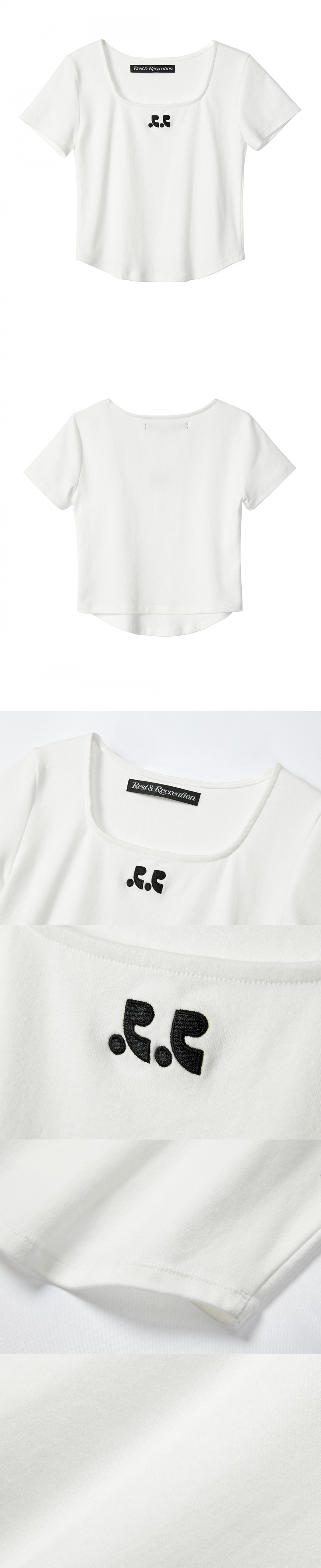 MUSINSA | REST&RECREATION RR LOGO SQUARE NECK T-SHIRT WHITE