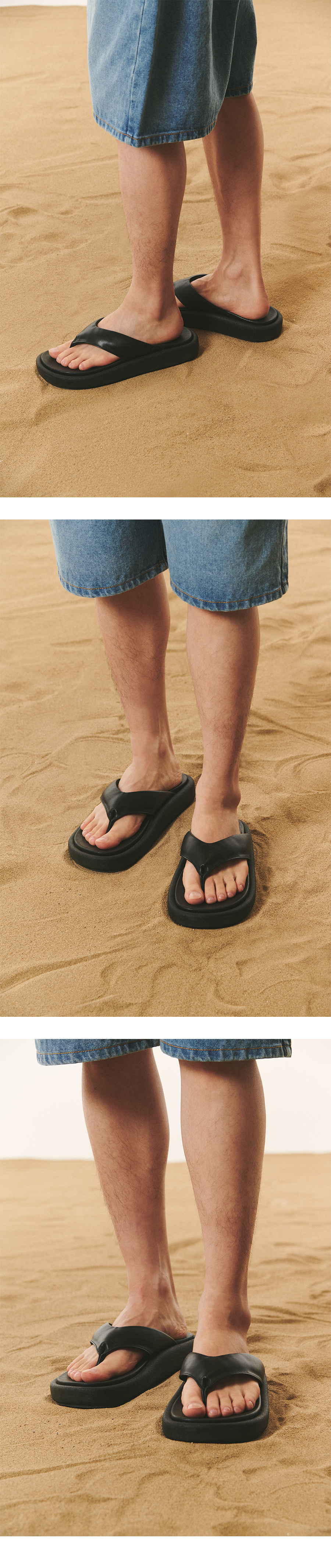 MUSINSA | DOFFJASON Greet Volume Leather Flip Flops BLACK
