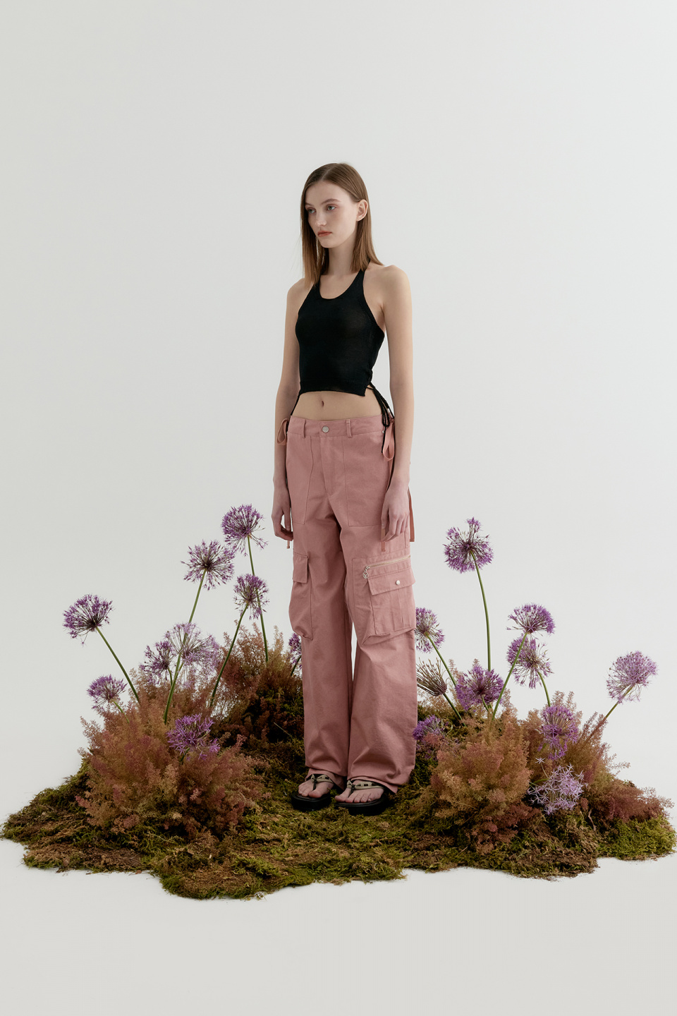 MUSINSA | YUSE (SET) LACE UP HALTER & SHEER BOLERO KNIT TOP