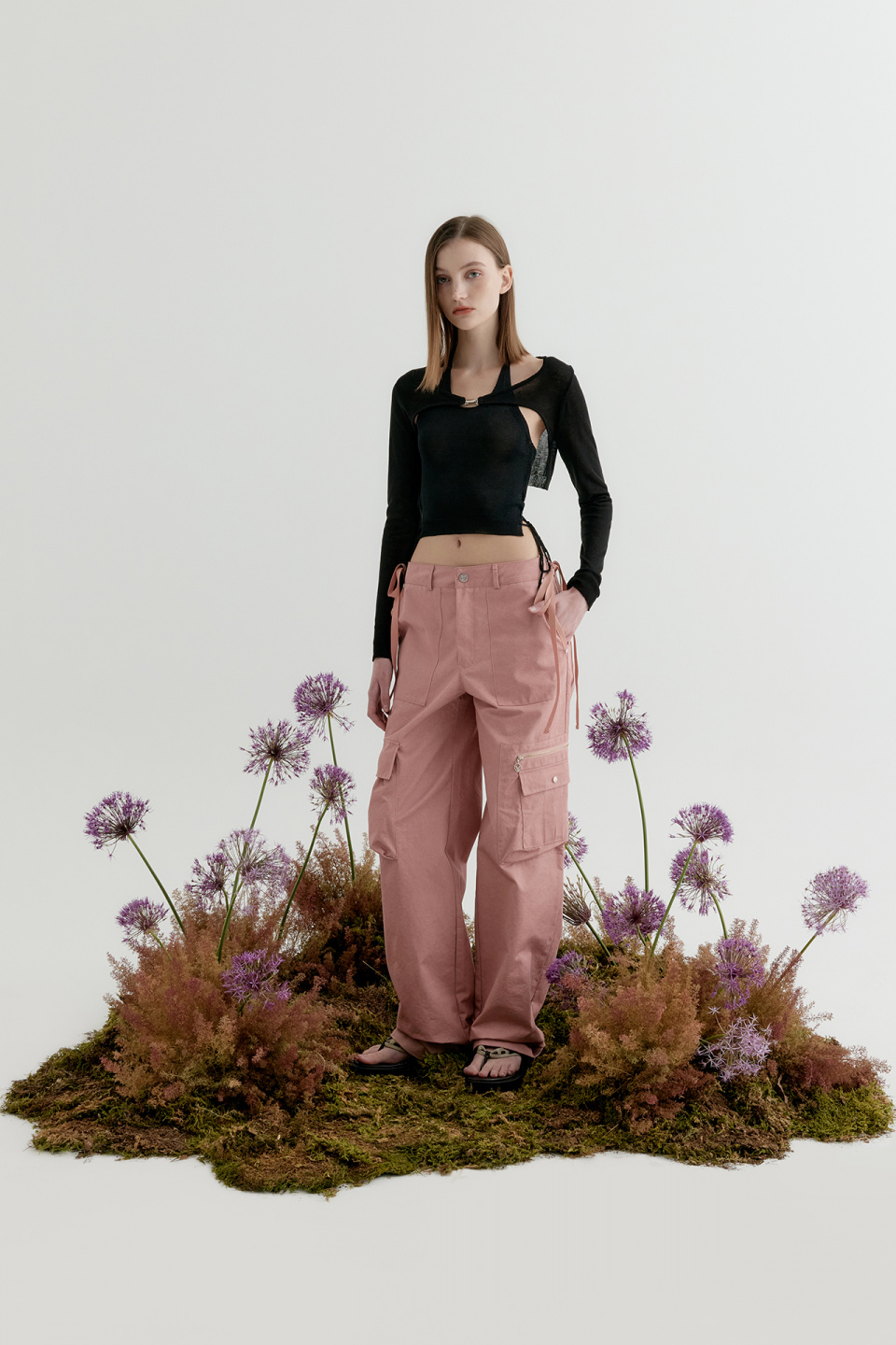 MUSINSA公式 | YUSE (SET) LACE UP HALTER & SHEER BOLERO KNIT