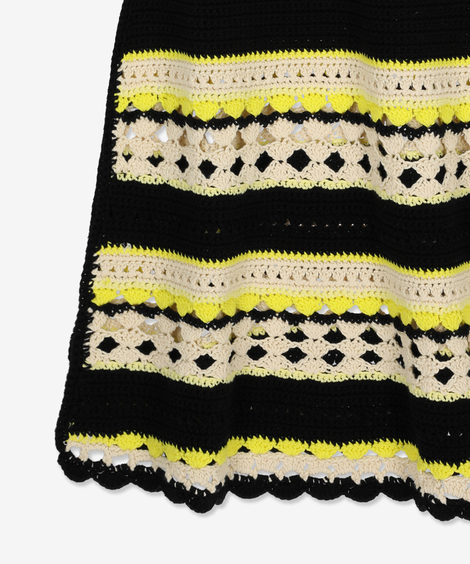★Ganni★ Crochet Cover Up Slip Dress Golden Kiwi K1808373 K Ganni - Crochet Cover Up Slip Dress in Golden Kiwi - Notre