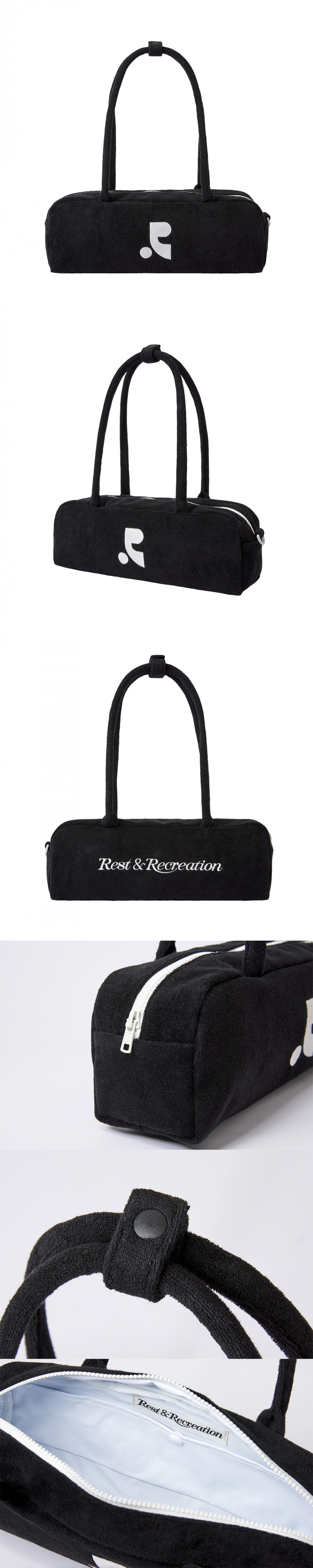 MUSINSA公式 | REST&RECREATION RR LOGO TERRY SHOUIDER BAG BLACK