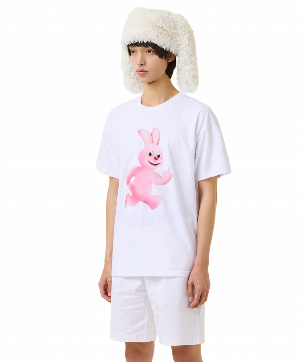 Tシャツ・カットソー LAUGHER Puck and Run Bunny White 3D T-Shirt White TS68 Shop MARKET Check Please Arc T-Shirt 399002052-WHT white