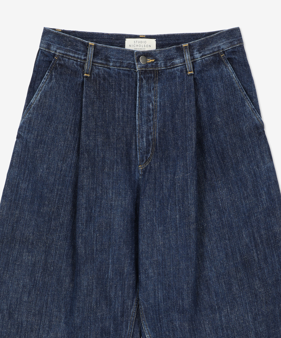 【美品】STUDIO NICHOLSON Puch Denim Indigo S Puch Denim Pant in Washed Black | Volume Denim Trousers