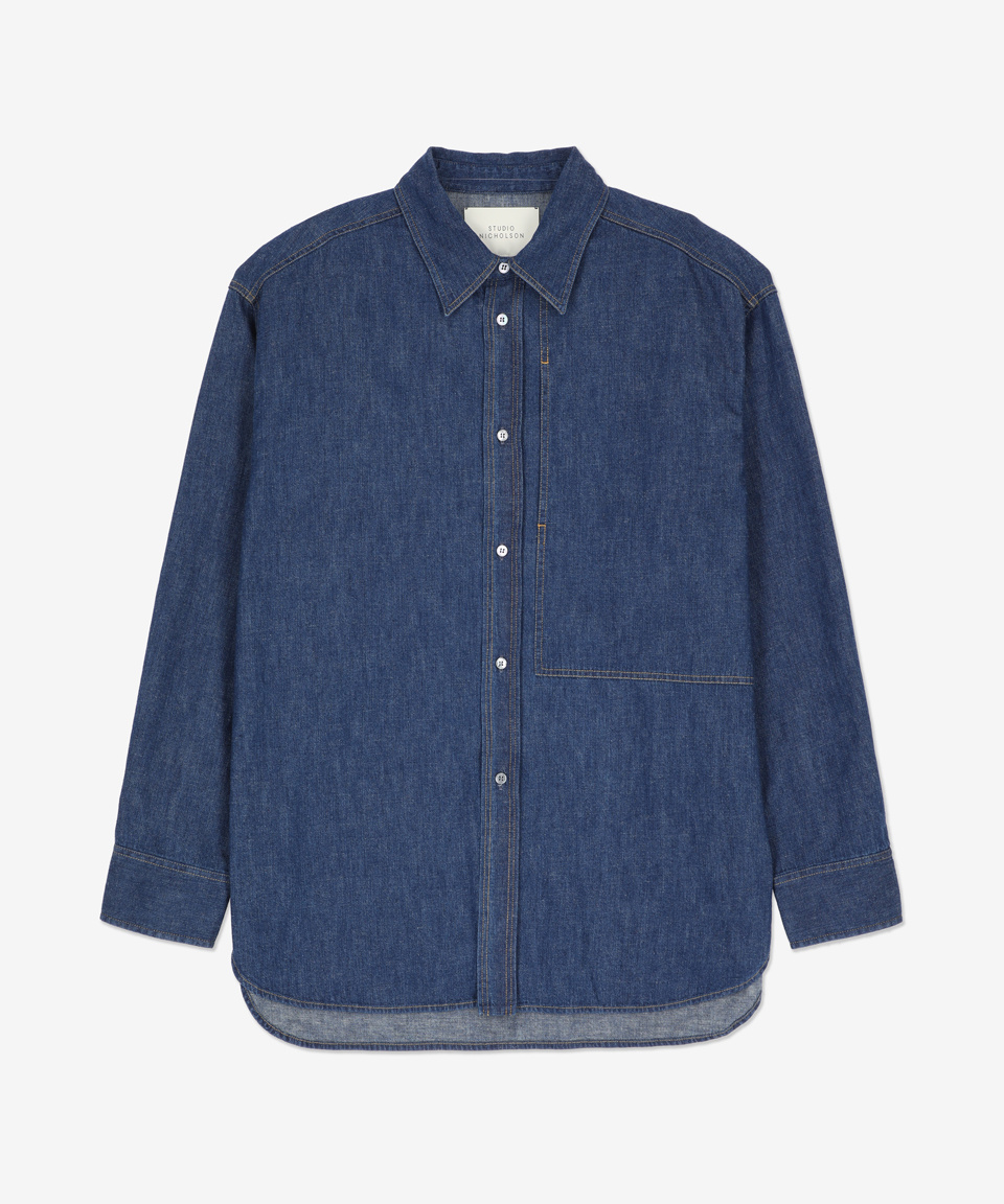 MUSINSA | STUDIO NICHOLSON Izzar Soft Wash Denim Shirt