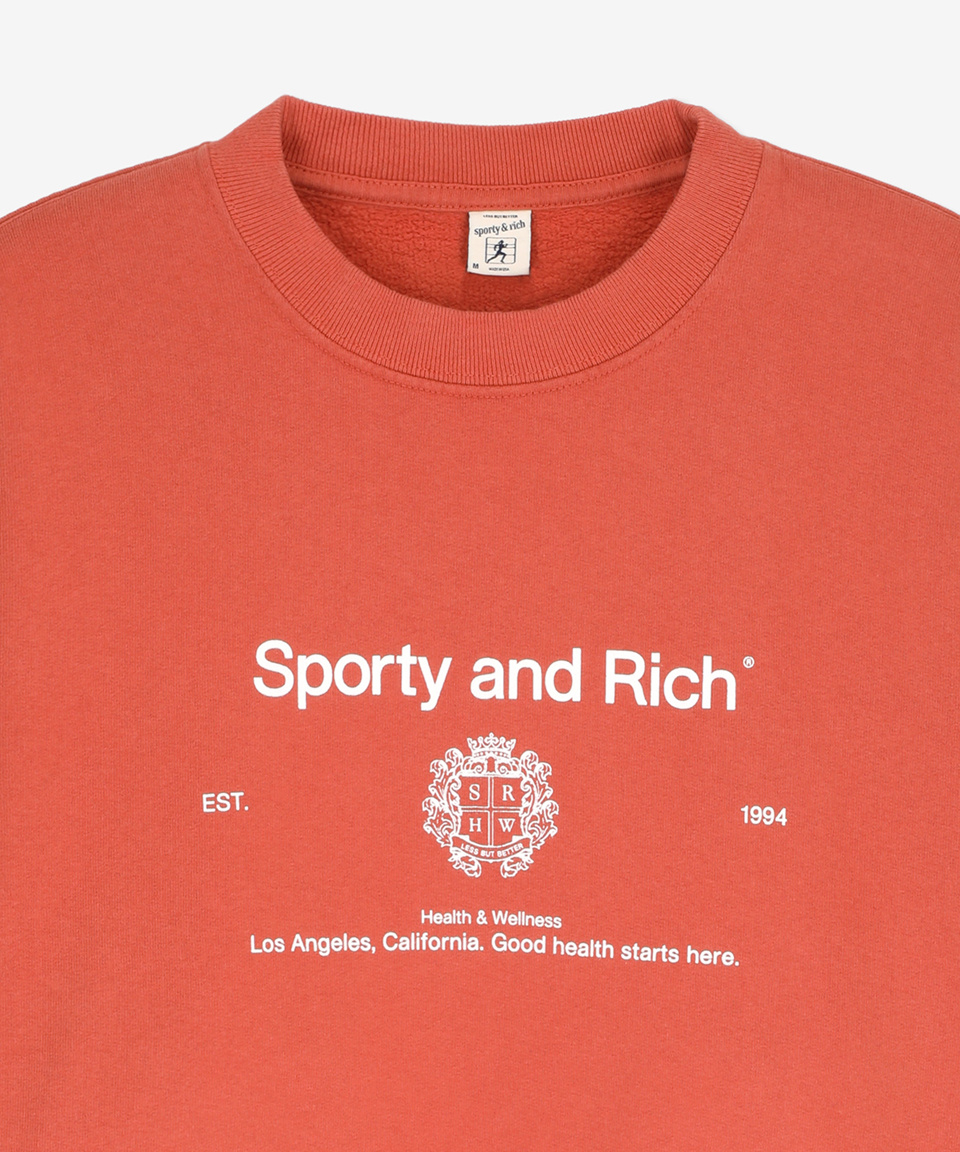 ★Sporty & Rich★ Crest Crew Neck Blush Sweatshirt Orange CR MUSINSA | SPORTY&RICH Crest Crew Neck Blush Sweatshirt