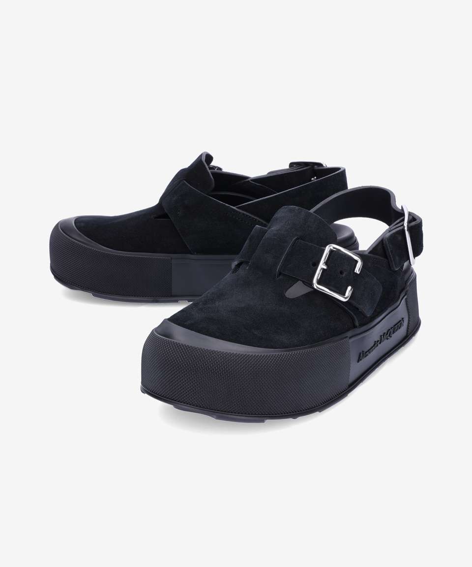 ★Alexander McQUEEN★Mount Slick Sandals Black 735803WHXK510 Mount Slick Sandals - Alexander Mcqueen - Black/Silver - Leather