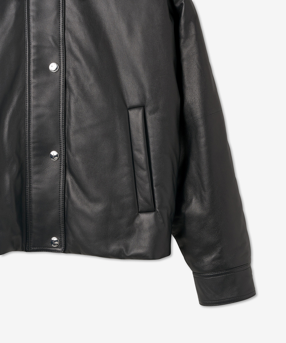 MUSINSA | BURBERRY Embroidered EKD Leather Jacket - Black