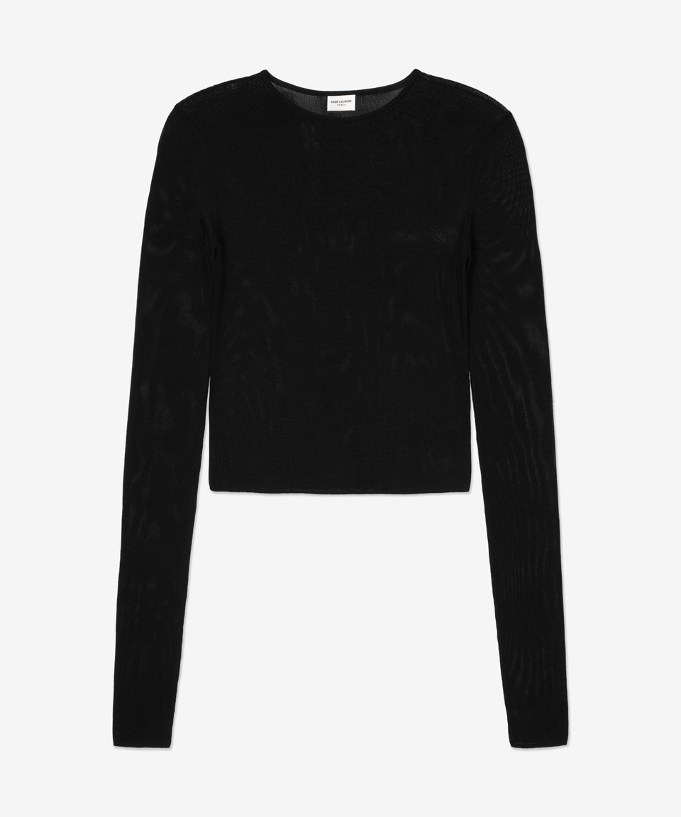 ★Saint Laurent★ Crop Long Sleeve T-Shirt Black 733599Y75WA MUSINSA | SAINT LAURENT Crop long-sleeved T-shirt - Black
