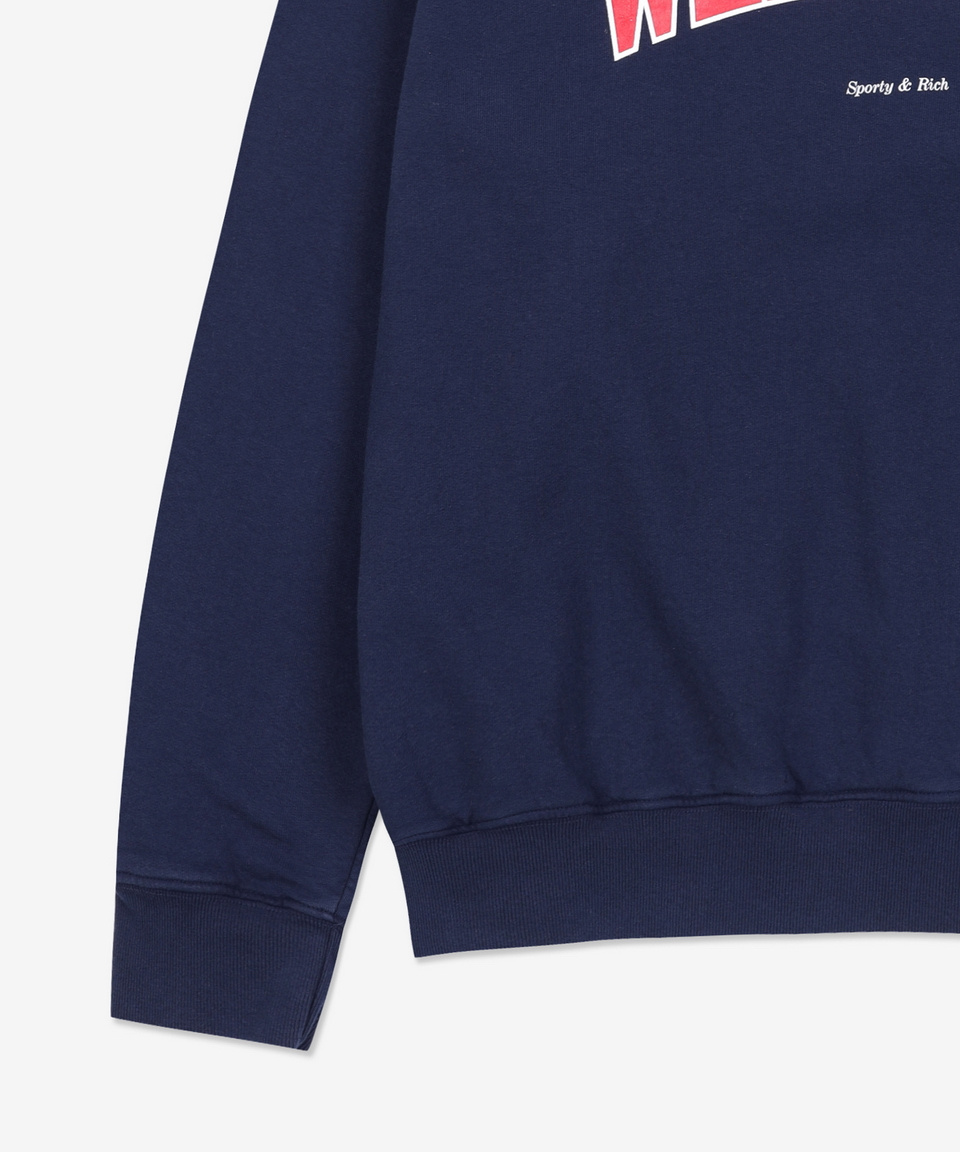 スウェット・トレーナー Sporty & Rich Wellness Ivy Man to Man Navy Sports Red CR662N Sporty & Rich Navy 'Wellness' Ivy Sweatshirt Sporty & Rich