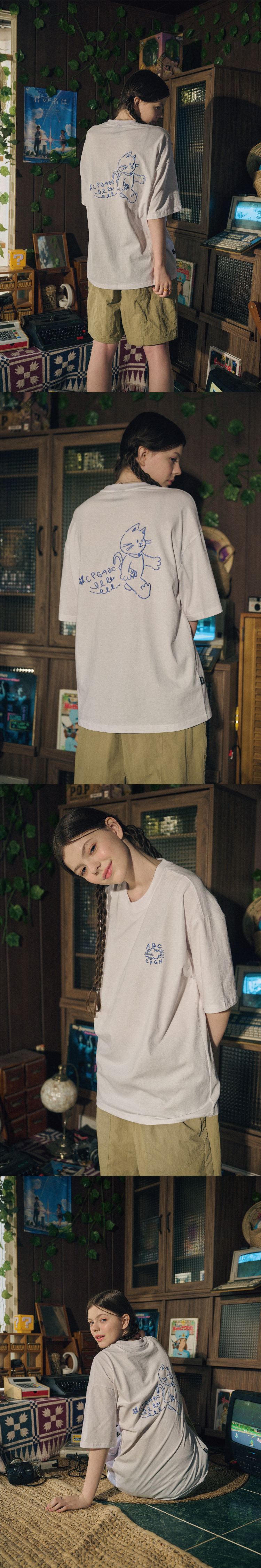 【CPGN STUDIO】24SS★ Always Cat Embroidery Short Sleeve Tee MUSINSA | CPGN STUDIO ABC CAT Embroidery Short Sleeve T