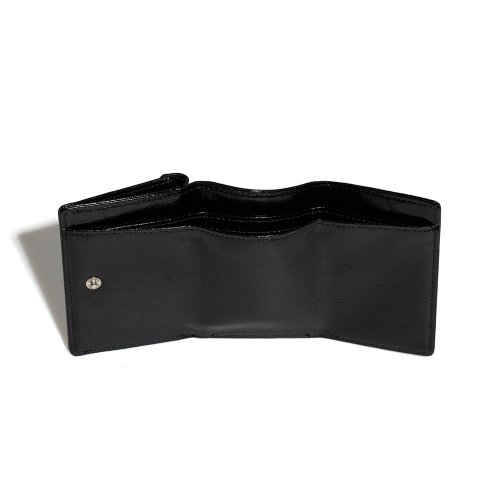 CRINKLE TRIANGLE TRIPLE WALLET - BLACK