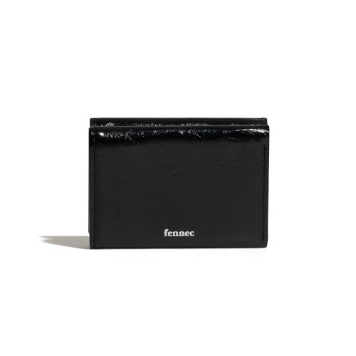 CRINKLE TRIANGLE TRIPLE WALLET - BLACK