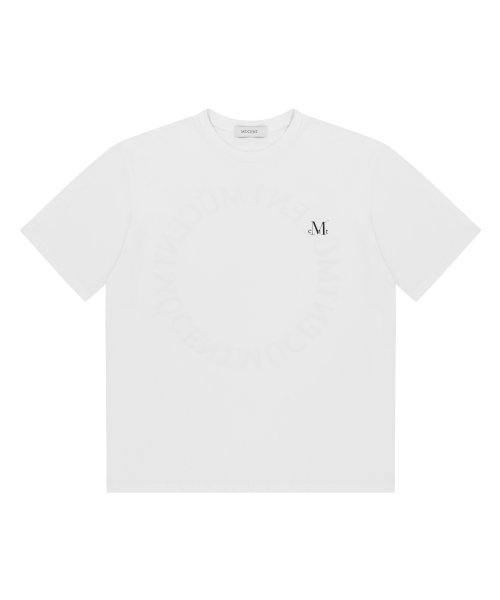 Signature back round arc logo loose fit half T (White)