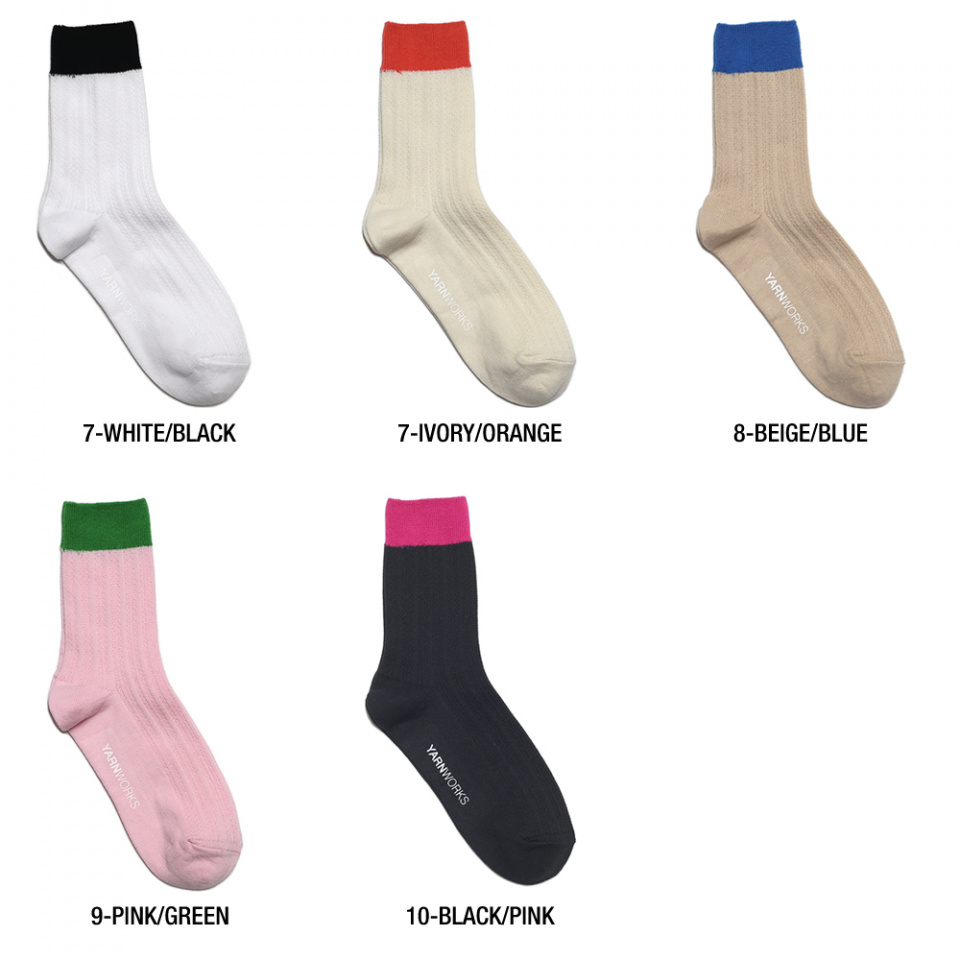 얀웍스(YARNWORKS) [배색컬러 5팩]WORK22 메시&립 패턴 양말