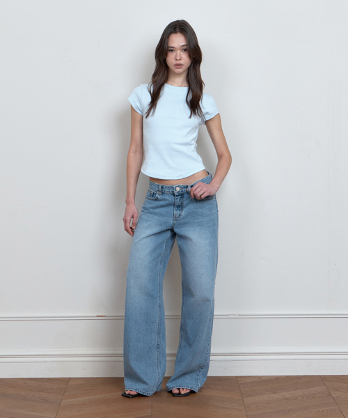 C 90S LINE BASIC T-SHIRT_LIGHT BLUE
