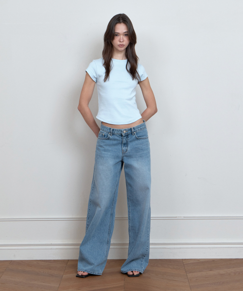 C 90S LINE BASIC T-SHIRT_LIGHT BLUE