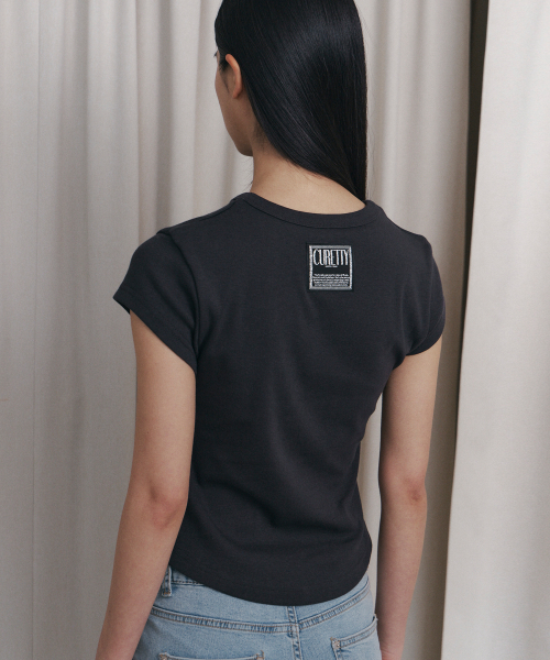 C 90S LINE BASIC T-SHIRT_CHARCOAL