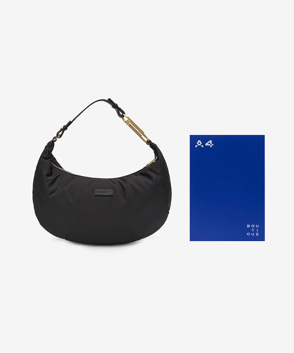 MUSINSA | Off White Paper clip shoulder bag - Black