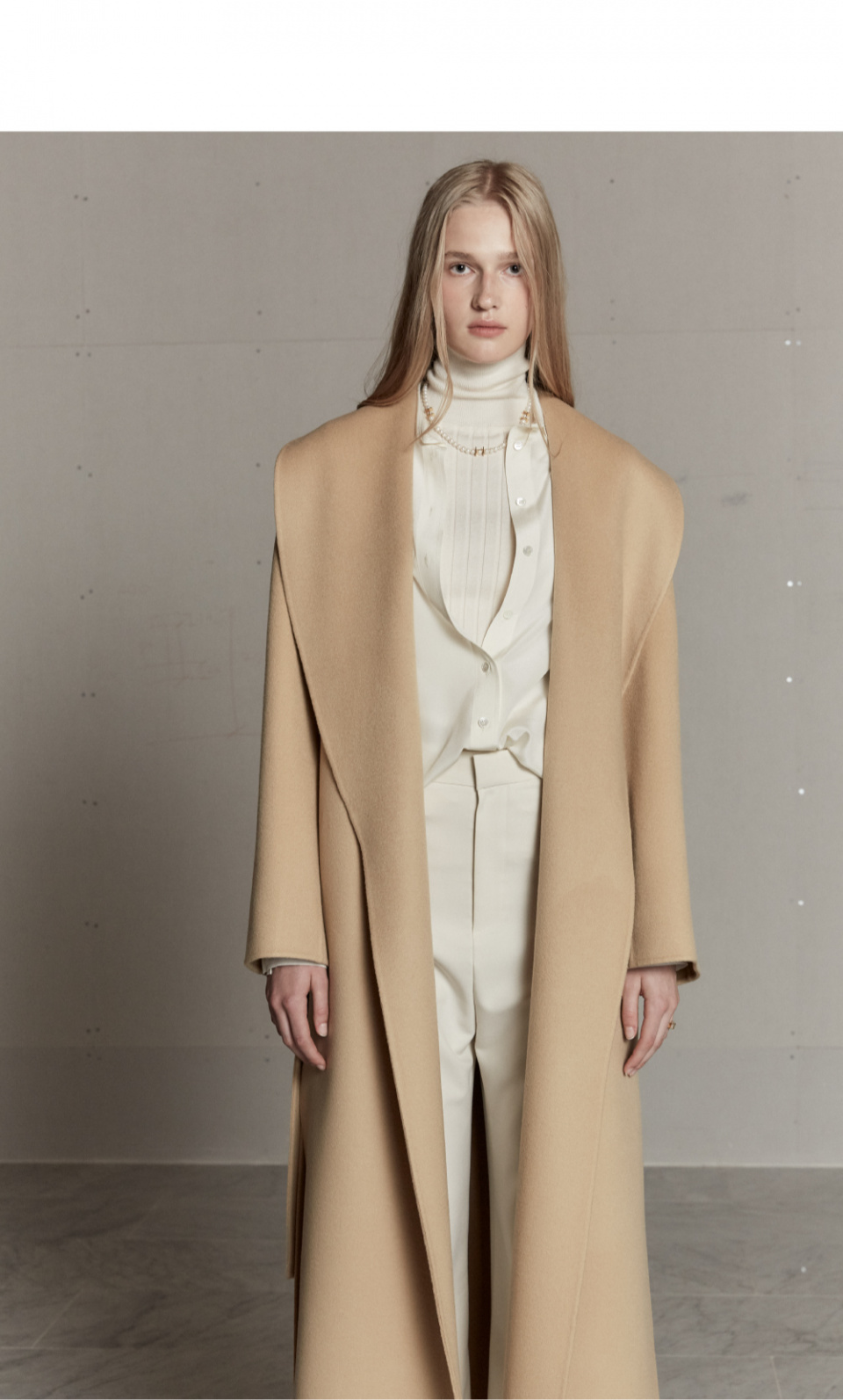 뮤제(MUSEE) [ANGORA 20%] ANNA Angora Shawl Collar Handmade Coat_Creamy ...