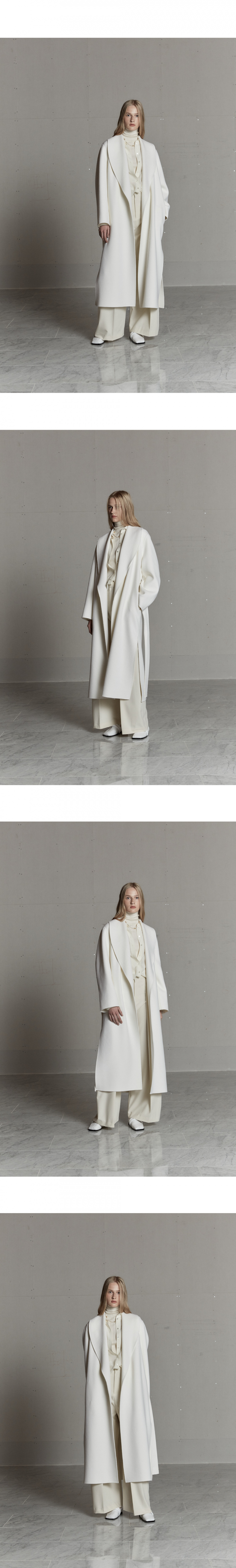 뮤제(MUSEE) [ANGORA 20%] ANNA Angora Shawl Collar Handmade Coat-Ecru ...