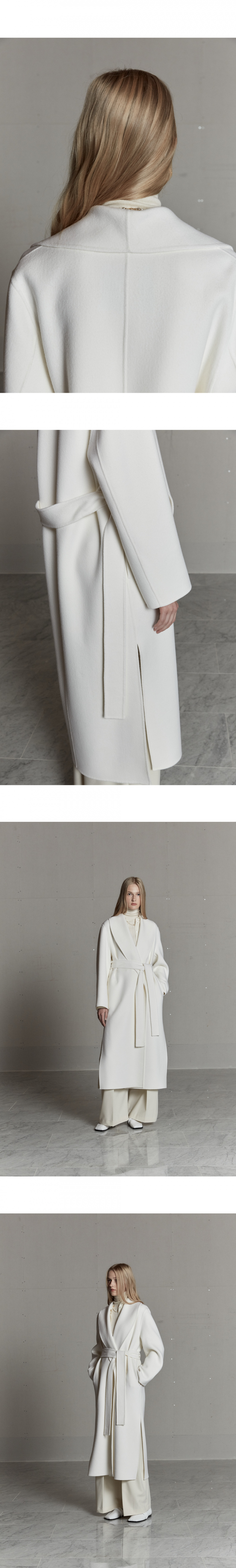 뮤제(MUSEE) [ANGORA 20%] ANNA Angora Shawl Collar Handmade Coat-Ecru ...